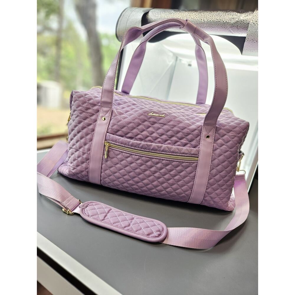 Lovevook Large Light Purple Quilted Diaper Bag /Tote/Weekender Carry-on Bag